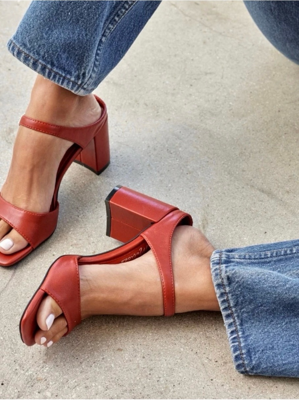 Coconuts by Matisse Red Leather Block-Heel Sandals - Picture 1 of 4